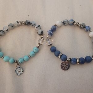Elegant Blue and Turquoise Beaded Bracelets
